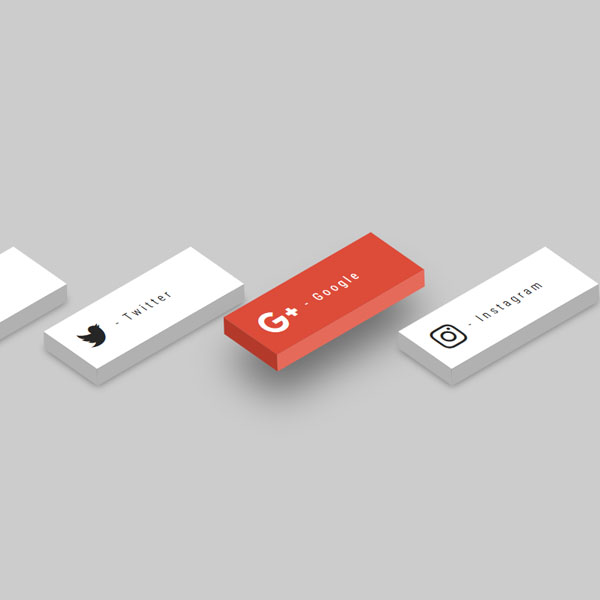 3D Oblique Social Buttons