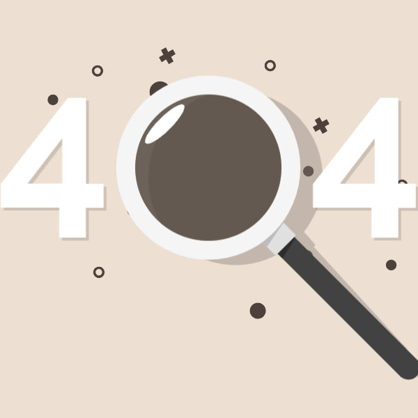 Fancy 404 Not Found Web Page with Magnifier Shape