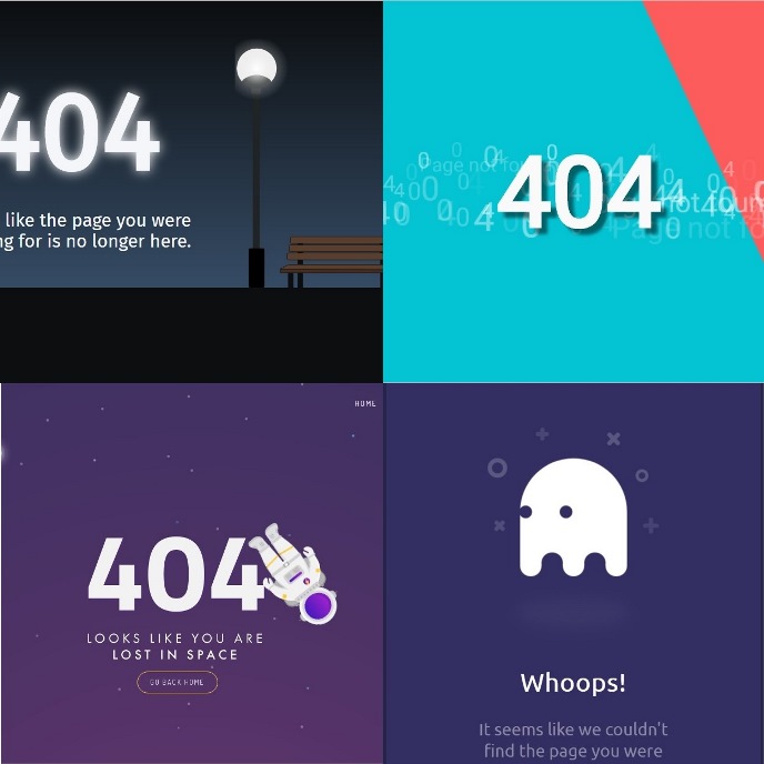 Free 404 not found pages with codes and sources.