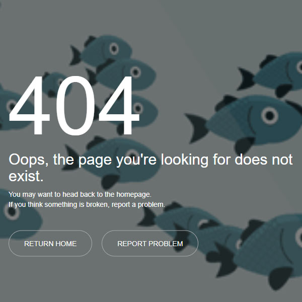 404 Page with Swimming Fish
