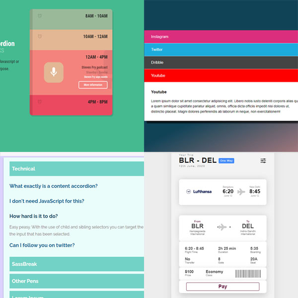 Free accordions with codes and sources.