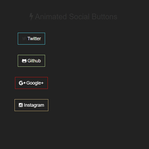Dark Social Buttons Code with Animating Icons
