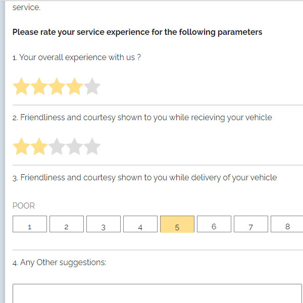 HTML Feedback Form Code with Rating Stars