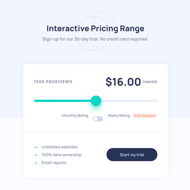 Interactive Pricing Range Bar