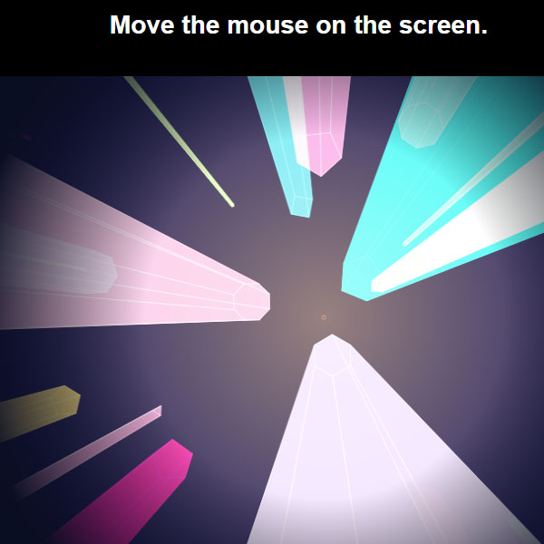 Moving Crystalline Lights with Mouse for HTML Page Background