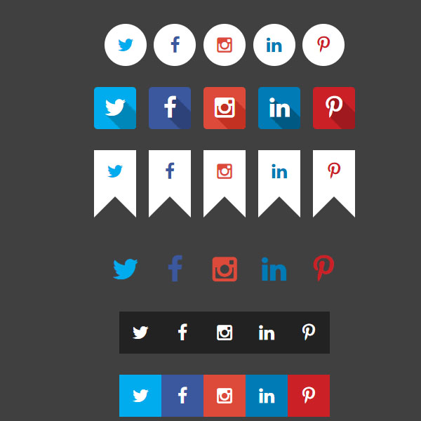 Multiple Social Buttons Examples with Hover Effect