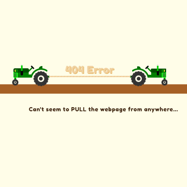 HTML Not Found Page with Tractor Animation
