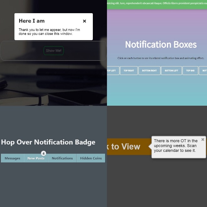 Free notifications and alerts codes for showing message boxes.