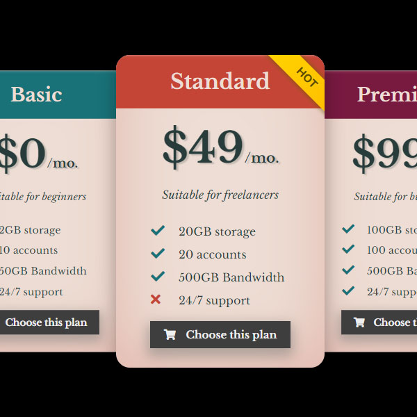 Colorful Pricing Plans Code with Gradient . . .