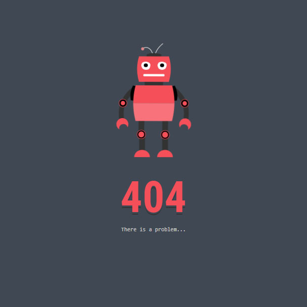 404 Page with Animating Robot