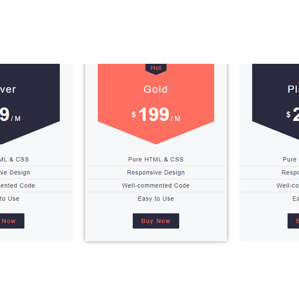 Simple Pricing Table Code with Shadow on . . .