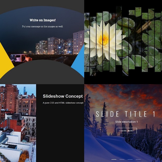 Free beautiful and graphical sliders codes with effects.