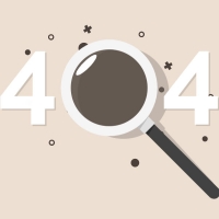 This page 404 has a pale pink background. The phrase 404 is written in the middle of the page, but instead of the zero character, a magnifying glass is . . .