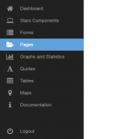 Auto hiding left sidebar menu, opens on hover.