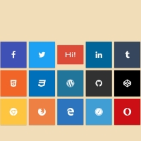 There are many social buttons in this post with a square background. These social buttons are rotated by the flip effect and the word 