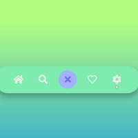 Menu items each contain an icon. Selecting any item changes the background color. Gradient background color is always composed of two colors.