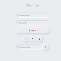 The color theme in this login form is gray. All buttons have shadows and the inputs are like recesses. The icons in this code are also gray.