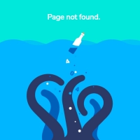 In this page not found, a bottle is placed on the water and its contents are poured into the water. The expression 404 is also in the water. The bottle . . .