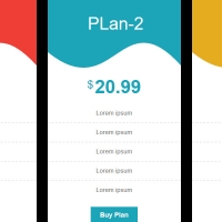 The pricing panels in this code all have a wavy line below the header. The color scheme of each panel is different. All buttons also have a glow effect.