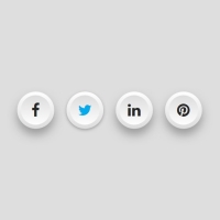 Stylish shiny silver social sharing buttons