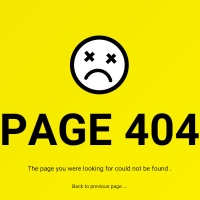 In this code, we have a simple yellow 404 page with a sad face in the middle and below it, the phrase of the page you are looking for is not found.