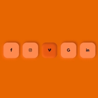 The social buttons in this code have an orange theme. By placing one of these buttons during the hover, these buttons will sink.