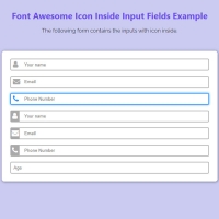 Web Form with Icons and Highlight on Focus